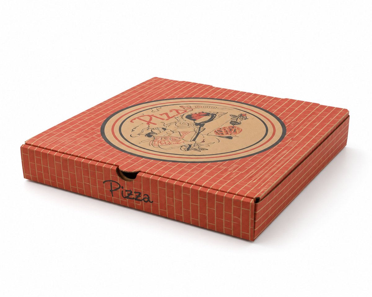 Pomebio - pizzadoos - 100 stuks - bedrukt - 36x36x4cm - kraft pizzadozen