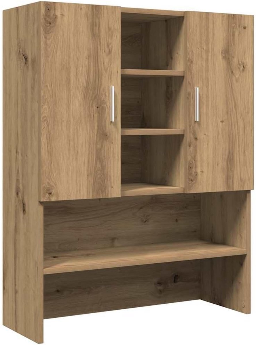 Wasmachinespiekast 70,5x25,5x90 cm - Ruim Opbergkastje voor Badkamer en Wasruimte - Eiken Look