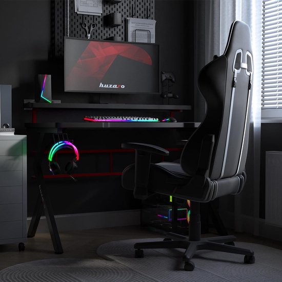 Gaming Bureau - Werkstation Tafel - Comfortabel Werken - Monitoropzetstuk - 120 x 60 cm - Rood — afbeelding 2
