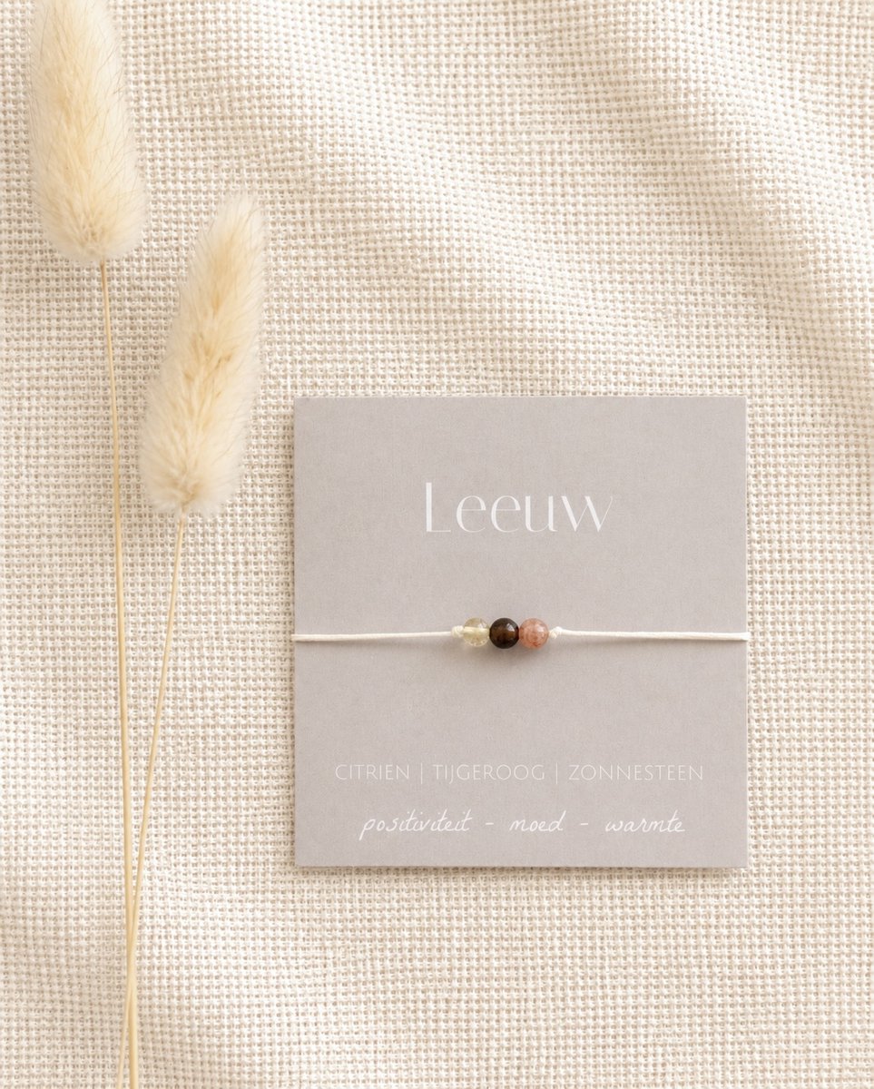 Sterrenbeeld armbandje edelstenen Leeuw - Citrien, Tijgeroog, Zonnesteen - positiviteit, moed, warmte - Cadeautip - Uniek liefdevol cadeau - Edelstenen