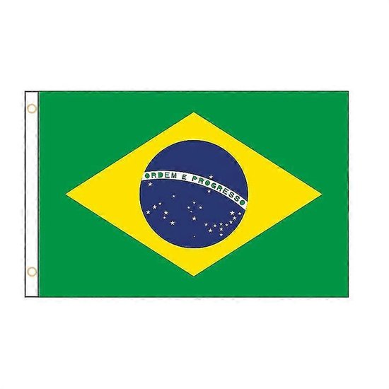 Braziliaans vlag van hoogwaardig kwaliteit. 100cm bij 150cm, voor buiten gebruik als binnen. Ingepakt en netjes!