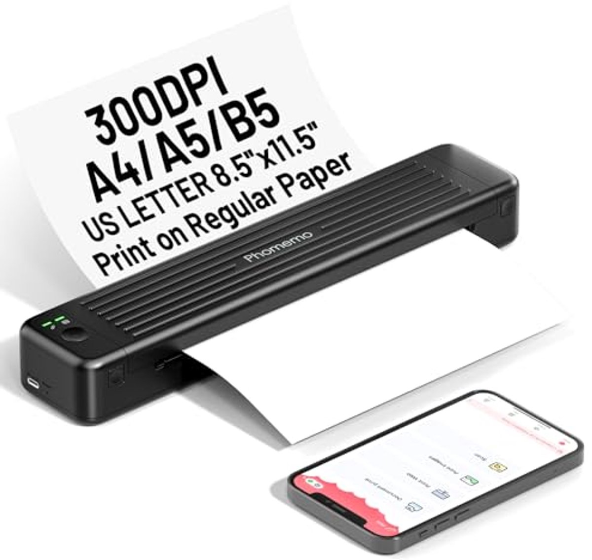 Draagbare Printer - Mobiele Printer - Onderweg Printen - 300 DPI Resolutie - A4 Formaat - Zwart
