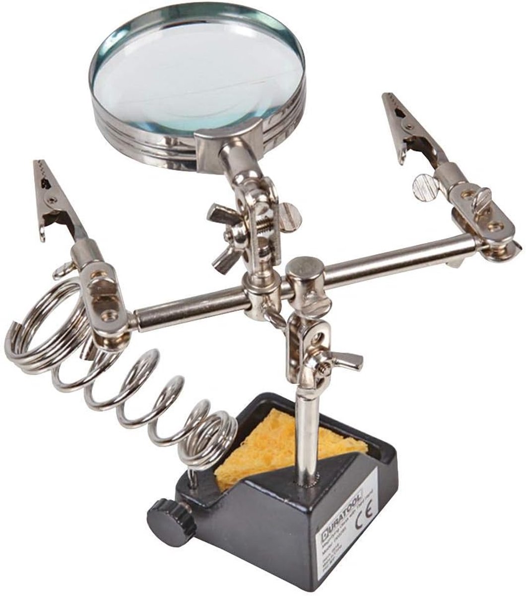 Derde Hand Klem - Hulpgereedschap - Precisiewerk - Met Vergrootglas - 33 cm - Zilver