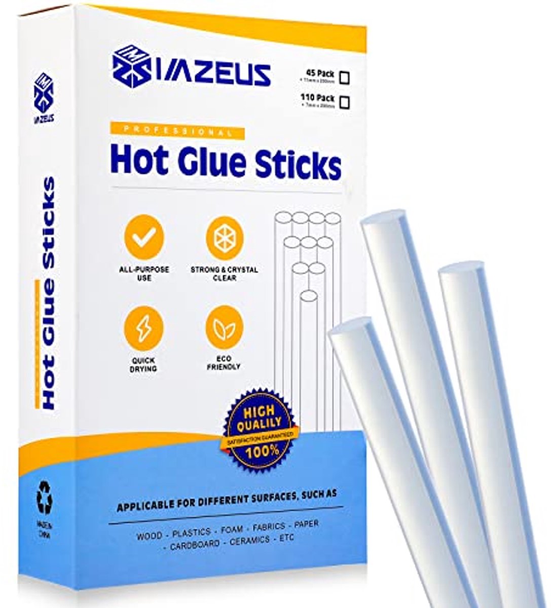 Lijmsticks - Lijm Hulzen - Materialen Verlijmen - Krachtige Universele Lijm - 45 Stuks 11mm x 200mm - Transparant