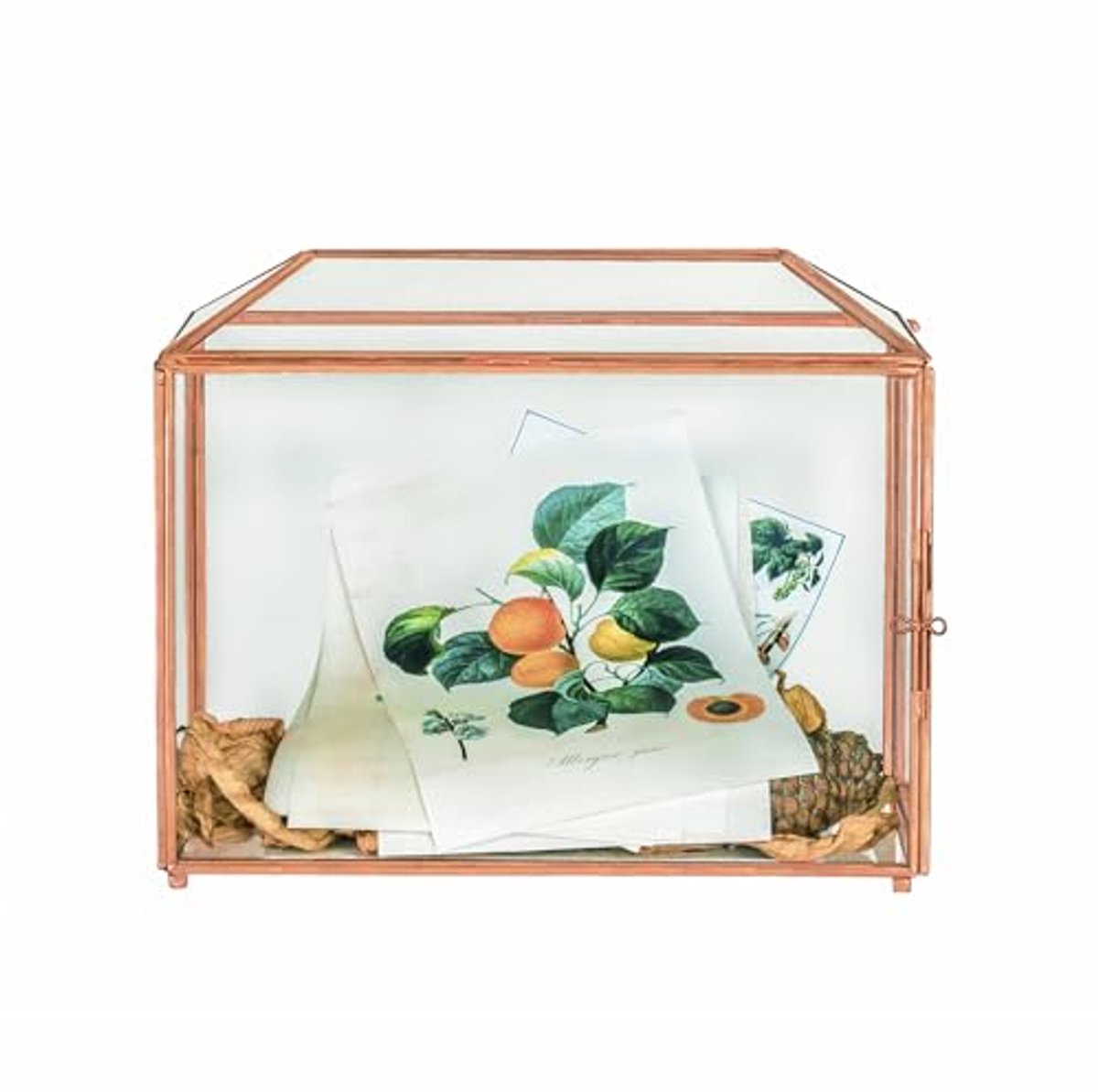 Glazen Kaartendoos - Decoratieve Doos - Feestelijke Ontvangst - Met Slot - 26x15x203 cm - Roségoud