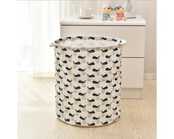 1-delige set - Wasmand - Katoen/linnen wasmand - Opbergemmer - Opbergtas - Opvouwbaar - Katoen/linnen materiaal - Waterdicht - Geschikt voor het opbergen van vuile kleding, speelgoed en huishoudelijke artikelen - 43*35 cm - Wit met walvismotief