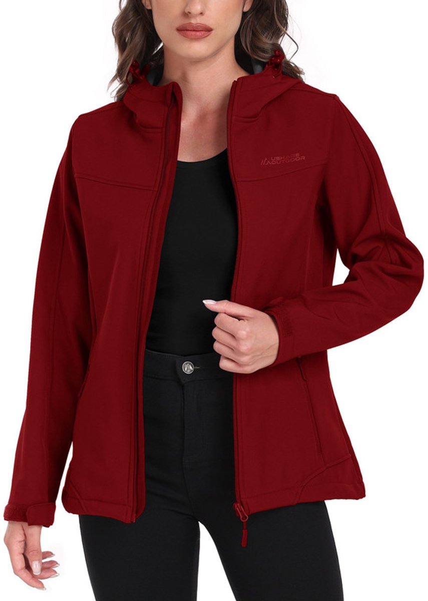 Daity Dames softshelljack, waterdicht tussenjack, ademend regenjack, winddicht jack, gevoerd met capuchon voor buitenactiviteiten en wandelen - Maat S