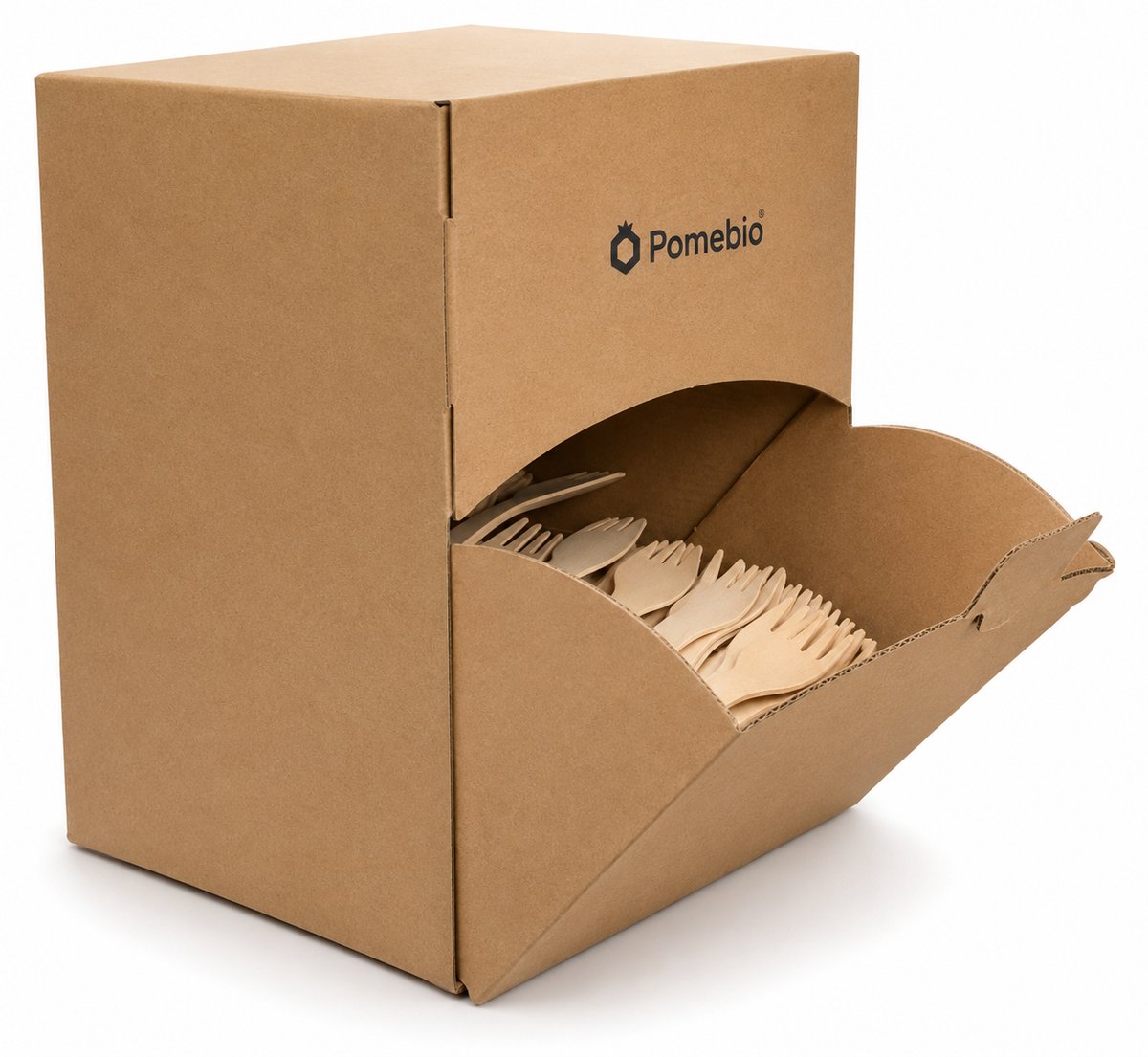 Pomebio houten spork - 1000 stuks houten spork in dispenserbox - 160 mm