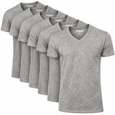 Trooxx T-Shirt Heren – 6-Pack – Extra Lang – V-Hals – Grijs – 100% Katoen – Maat XXL