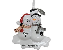 Zwangerschap Ornament - Baby Bult Decoratie - Kerstboom Versieren - Gepersonaliseerd Cadeau - 4 x 3 Inch - Wit Rood Bruin