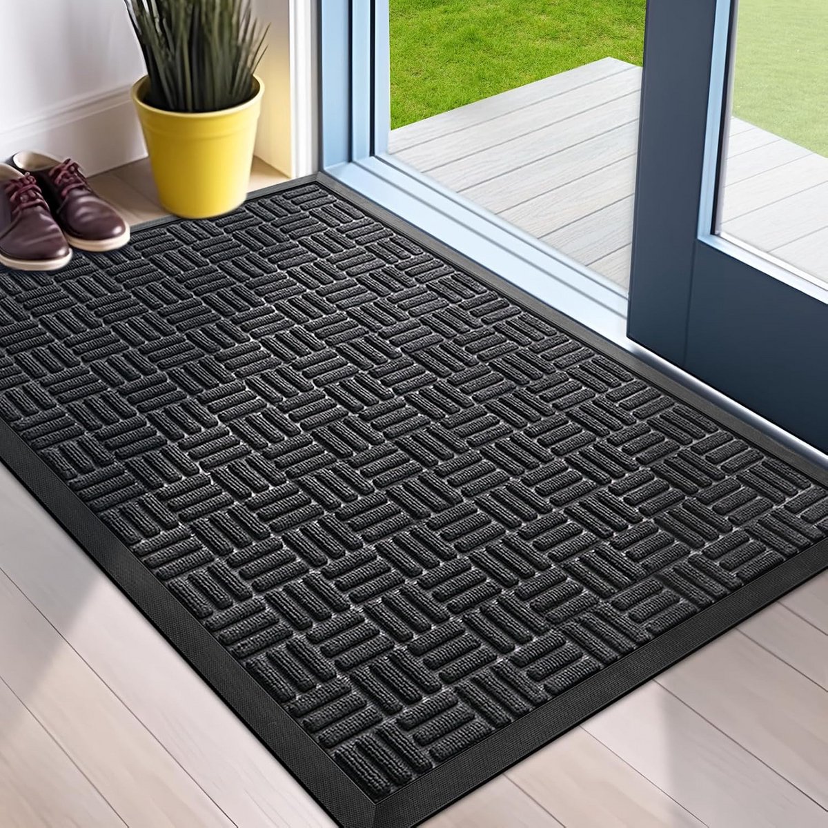 Voordeurmat - Buitenmat Binnen - Vuil Vangen - Dubbellaags Absorptie - 75x43cm - Zwart