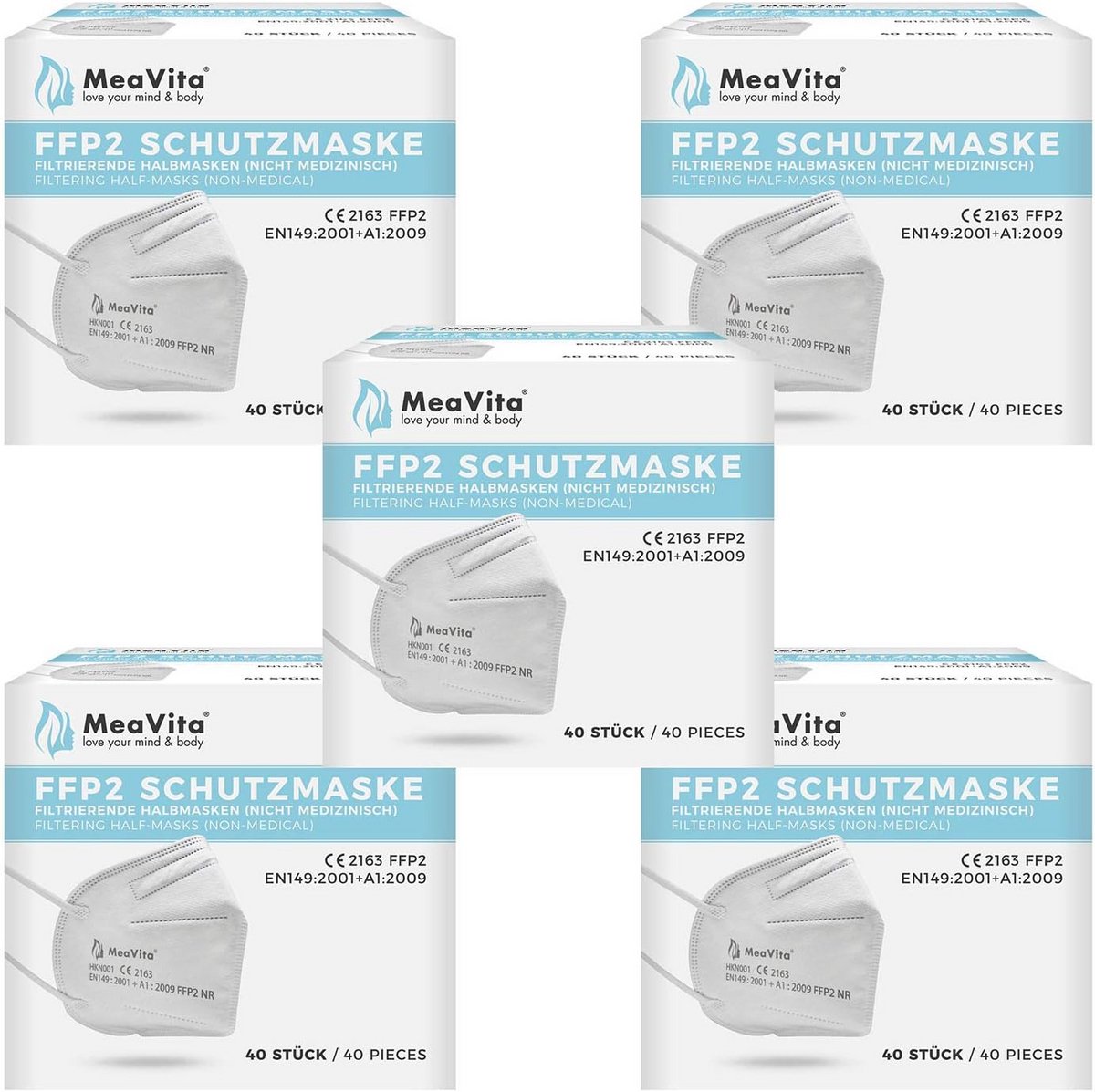 FFP2 Mondkapjes - Beschermend Halfmasker - Dagelijkse Bescherming - CE-Gecertificeerd - 200 Stuks - Wit