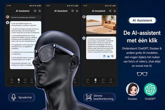 Slimme Bril met Camera – Smart Glasses met App, Vertaling & Muziek - 3 Lenzen – Spy Camera Bril – Ultra Lichtgewicht — afbeelding 5