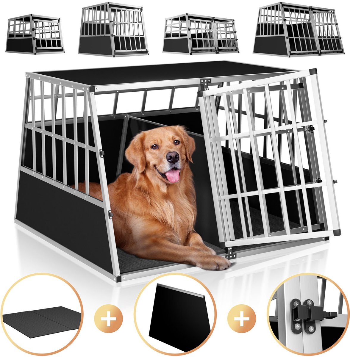 Cadoca Honden Transportbox XL – Aluminium – 97x90x70cm - Afsluitbaar