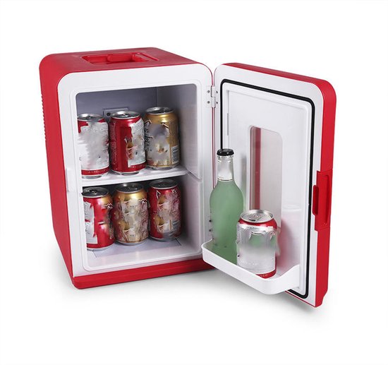KZQ Mini koelkast 15 liter 2-in-1 minibar koel en warm AC/DC 230V/12V draagbaar zwart zwarte glazen deur voor auto kantoor camping thuis eten drinken van KZQ — afbeelding 2