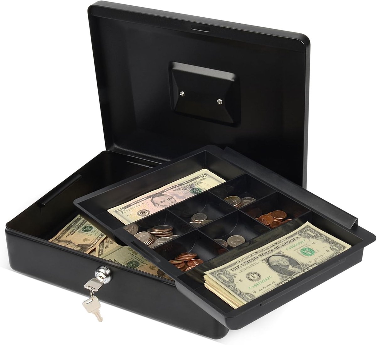 Geldkist Metaal - Kluisje Opbergbox - Veilig Geld Bewaren - Stevige Stalen Constructie - 31 x 23 x 10 cm