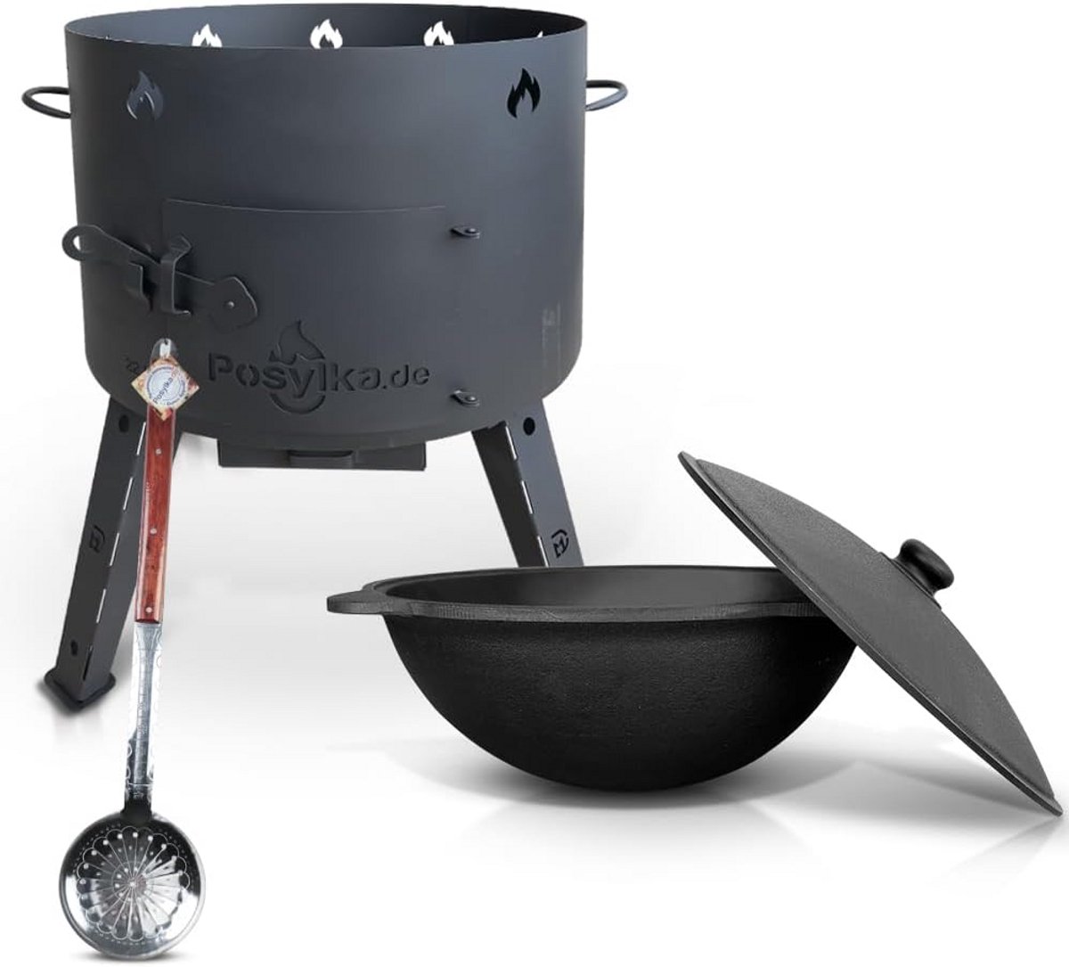 Buitenoven Gietijzer - Kampvuur Pan - Buiten Koken - Dikke Wand - 12 Liter - Zwart