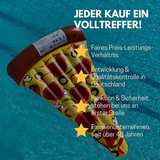 Opblaasbare Zwemmatras voor Strand en Zwembad - Pizza Luchtbed met Bekerhouders — afbeelding 5