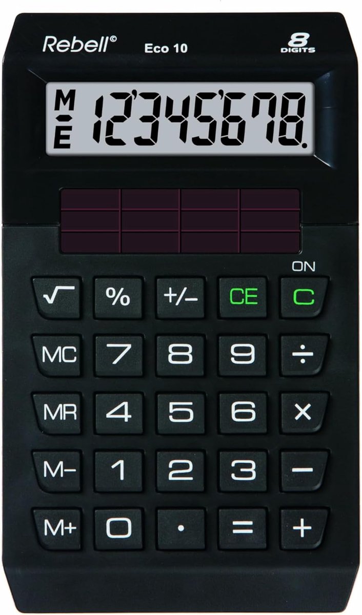 Bureaurekenmachine - Tafelcalculator - Dagelijkse berekeningen - Gemaakt van gerecycled plastic - 8-cijferige weergave - Zwart