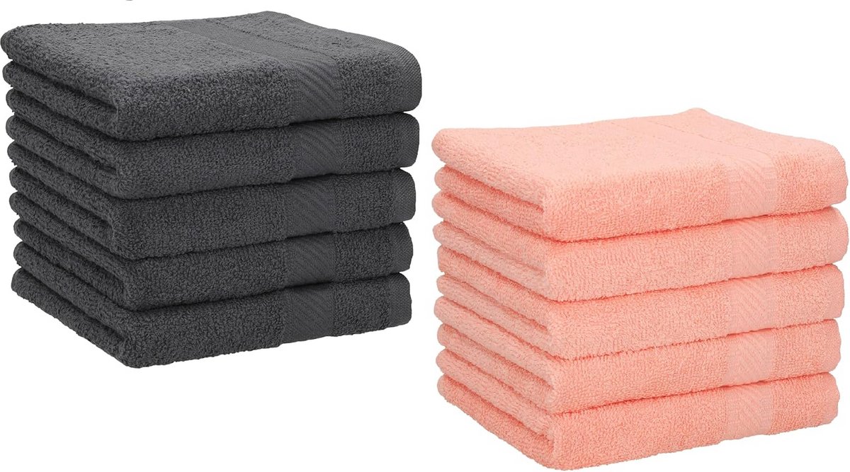 Zeepdoekjes Set - Wasdoekjes Katoen - Dagelijks Gebruik - Hotel Kwaliteit - 10 stuks 30x30 - Grijs en Oranje