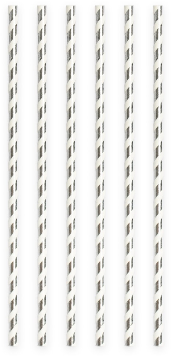 1000 Papieren Rietjes Zilver Hotstamping - 6mm x 197mm - Bulkverpakking 1000 stuks - Grootverbruik - Oud & Nieuw, jubileum & chique party