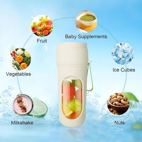Draagbare Blender - Mini Mixer - Gezonde Dranken Maken - 12 Roestvrijstalen Messen - 450 ml - Groen — afbeelding 4
