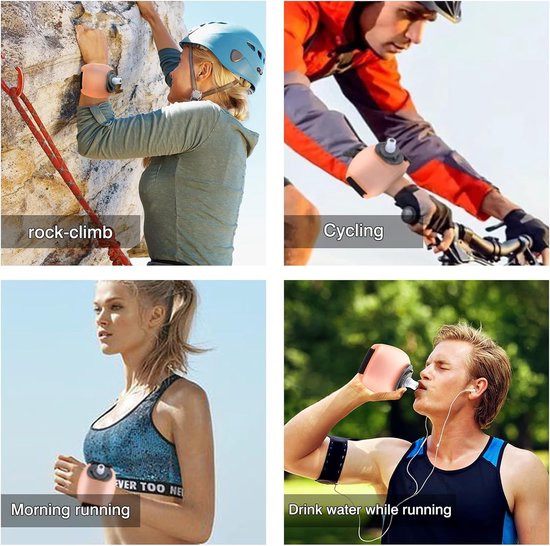 Hardloopwaterfles voor om de pols - 200 ml - 11,6 x 9,3 x 7,1 cm - Sportfles voor fitness en wielrennen - Draagbare drinkfles voor marathons - Bidon - Draagbare waterzak - Outdoor-waterfles - Ideaal voor marathons of gebruik in de buitenlucht — afbeelding 5
