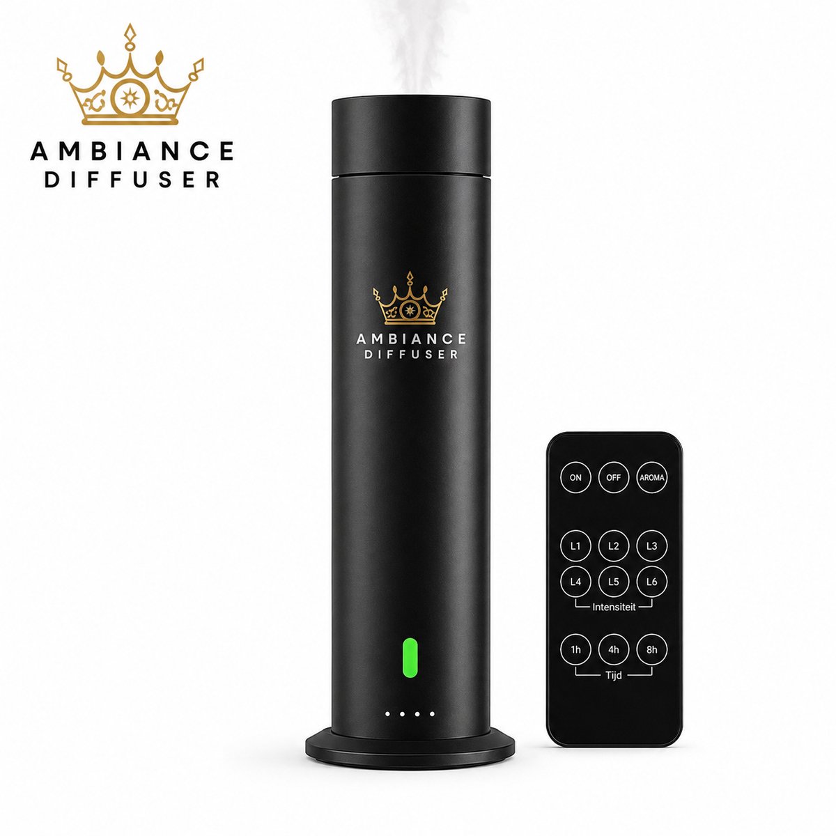 Ambiance Diffuser BD100 –Oplaadbare Waterloze Geurverspreider met WiFi & Bluetooth App – 120 ml – Aluminium – Zwart