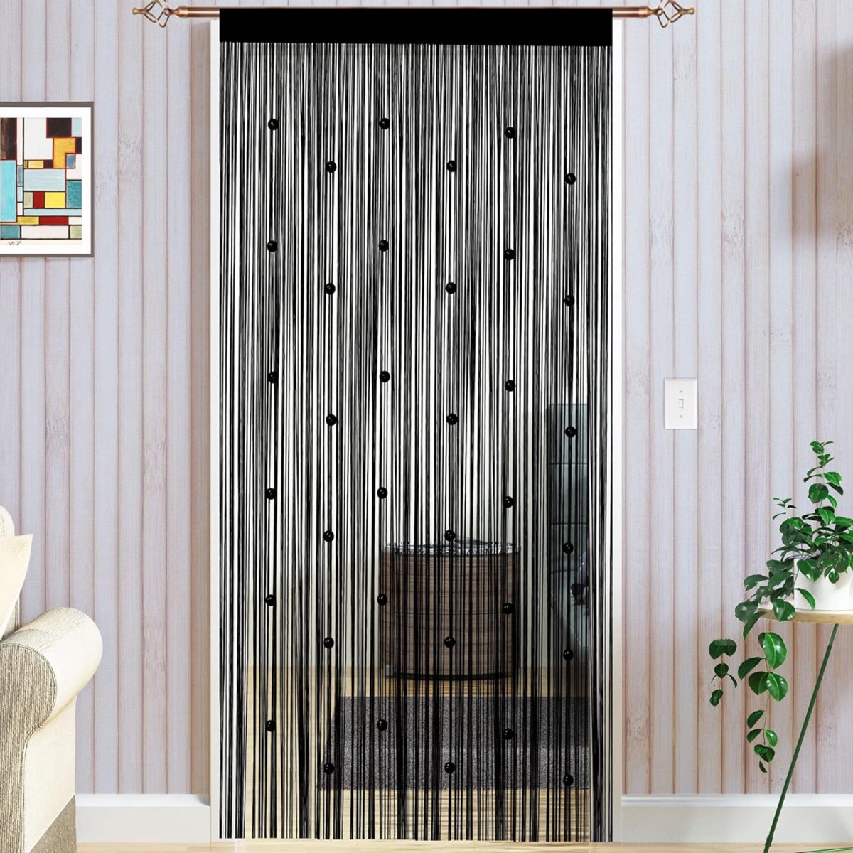 QIN® Deurgordijn Vliegengordijn - Deurgordijn - Lamellenhor - Zwart - 90cm x 210cm x 2cm