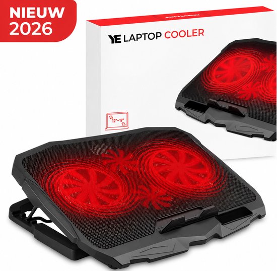 Cooler universel pour ordinateur portable avec 4 ventilateurs puissants - Réglable - Jusqu'à 17 pouces - Support pour ordinateur portable - Tapis de refroidissement