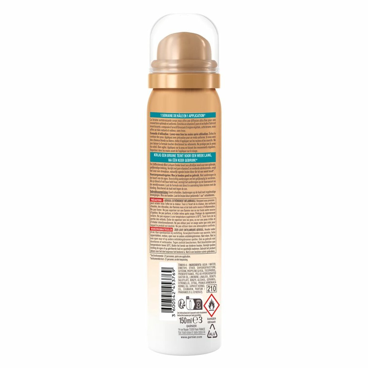 Garnier - Ambre Solaire Natural Bronzer Zelfbruinende Body Mist - 6 x 150 ml - Voordeelverpakking
