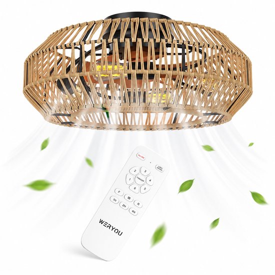 WERYOU® illuminAIR Plafondventilator - Plafonniere - Plafondventilator met Afstandsbediening - Plafondlamp - Plafond ventilator met Verlichting - Ventilator lamp