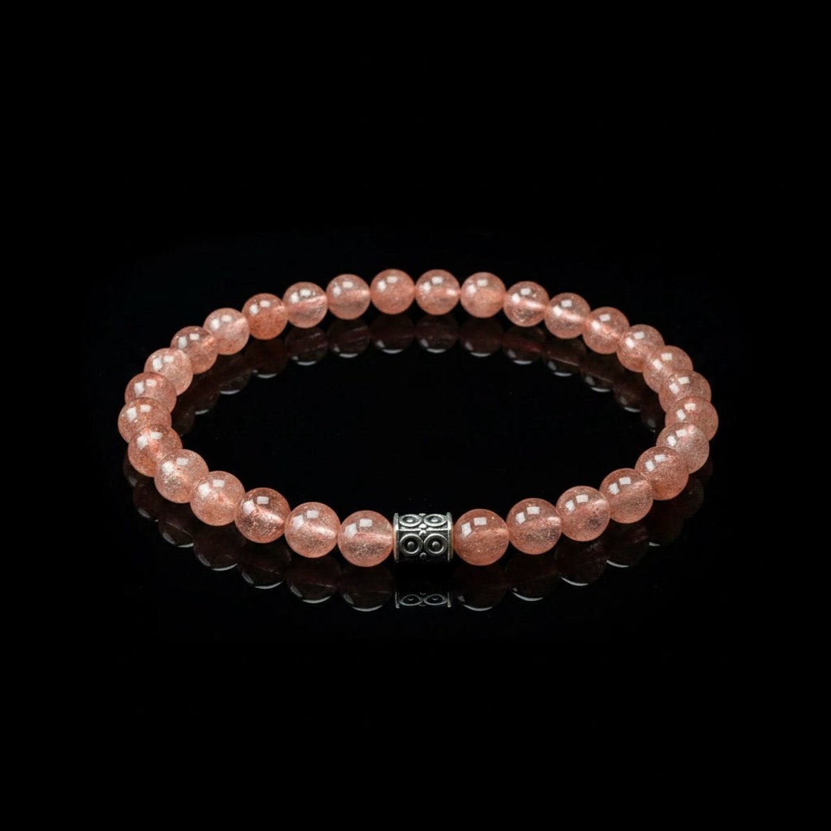 Natuursteen Armband Oranje Maansteen - 6mm - 925 Zilver - 21 cm-Vaderdag