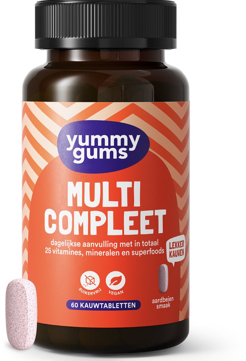 Yummygums • Multi Compleet Kauwtablet • Suikervrij • Multivitamine met superfoods • 60 kauwtabletten