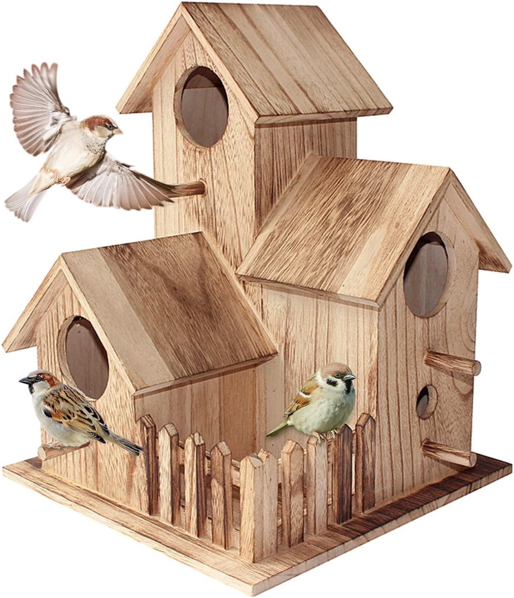QIN® Nestkastje Koolmees - Nestkastje Pimpelmees - Nestkastje Koolmees Bouwpakket - Hout - 15cm x 15cm x 20cm