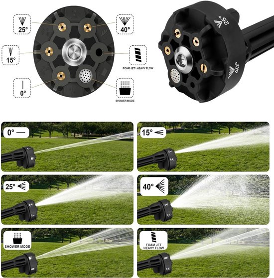 Accu - Hogedrukreiniger - Mobiele Hogedrukreiniger Met 2X 4000 mAh Accu's - Schuimsproeier - 6-In-1 Multifunctionele Sproeier En 180° Draaibare Sproeier Voor Auto's — afbeelding 5