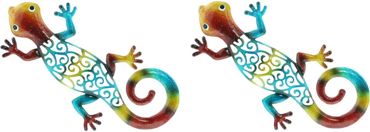 Muurdecoratie set van 2 gekko's -31 cm