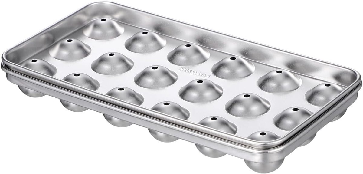 IJsblokjesvorm - Opbergdoos - met Deksel - Ijsvormpjes - Herbruikbaar - Rechthoekig - Voor de Vriezer - Roestvrij staal IJsblokjesvorm voor 18 blokjes - Ice Cube Tray - Voor dranken, cocktails koffie