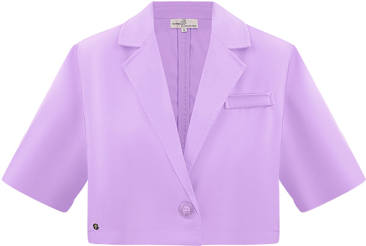 Elegante Vrouwen Suit Set met Geknipte Jas - Lila - Maat L