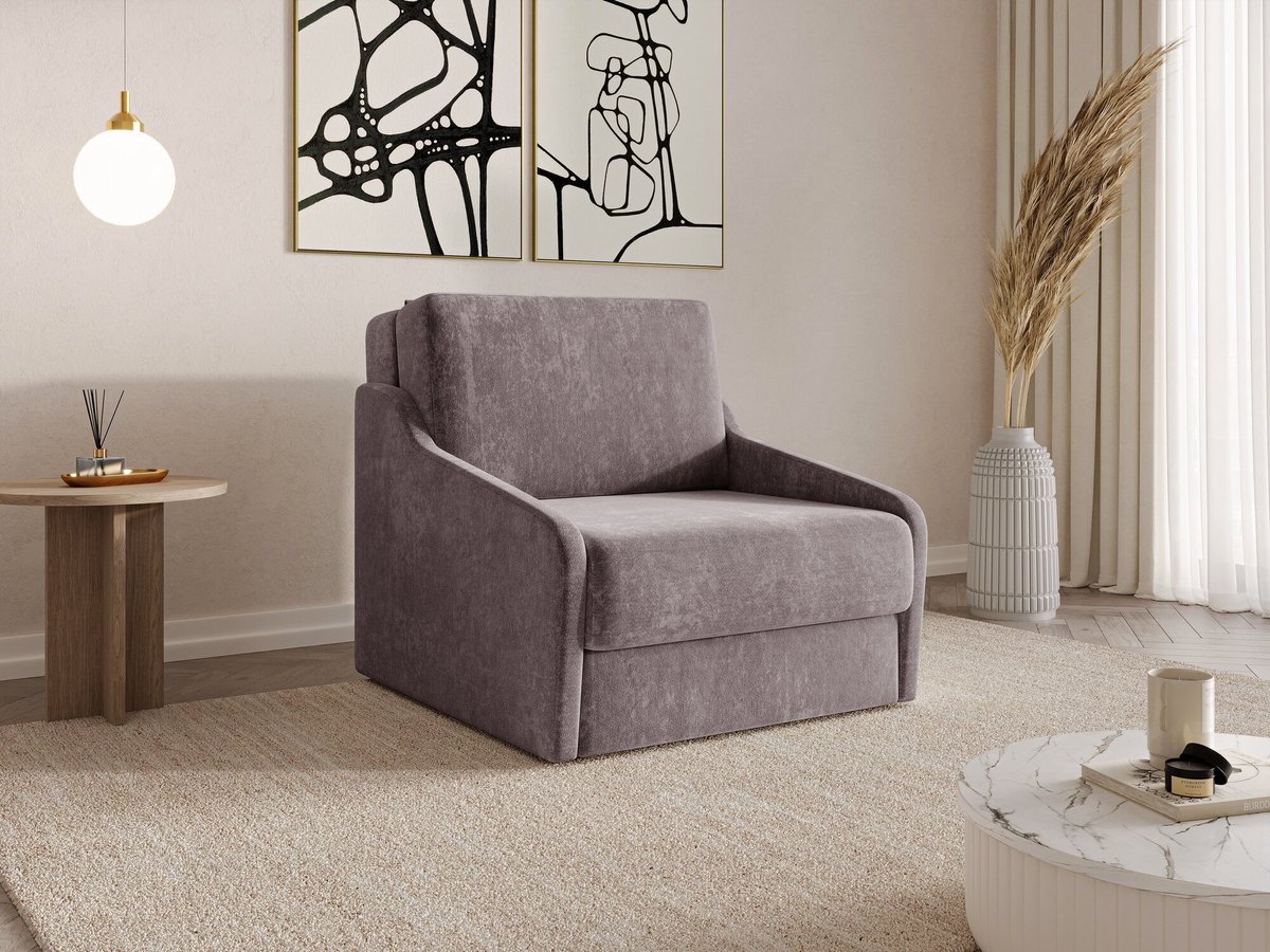Fauteuil Met Slaapfunctie Slaapbank Ban Fly 80 Fauteuil Slaapbank - Armstoel - Kinderbed - Compact en Comfortabel - 1-zits - Vibe 28 (Bruin)