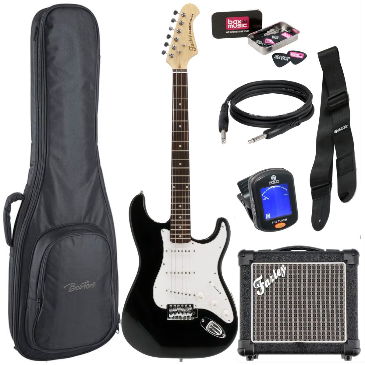 Elektrische gitaar starterset Fazley Classic Series FST118 Black