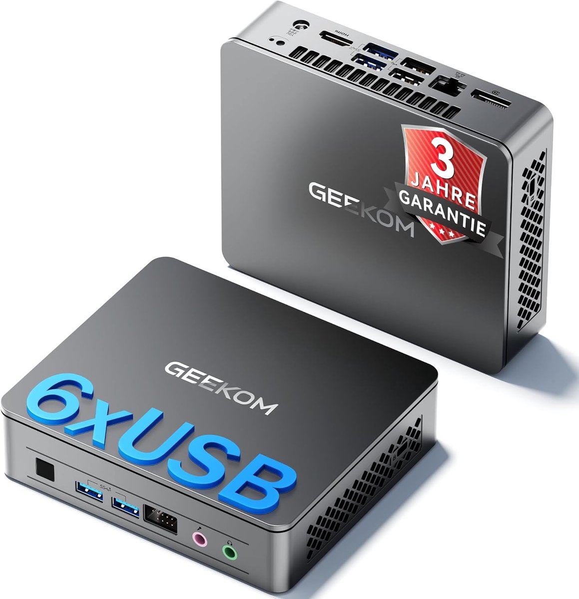 GEEKOM Air12 Lite Mini PC, Mini PC met Windows 11 Pro,Intel N95, 8 GB 256 GB SSD ,Mini Computer - 6×USB&9-PIN Ports | Dual-Display 4K@60Hz - Game PC,pc voor games en kantoor,mini-computer