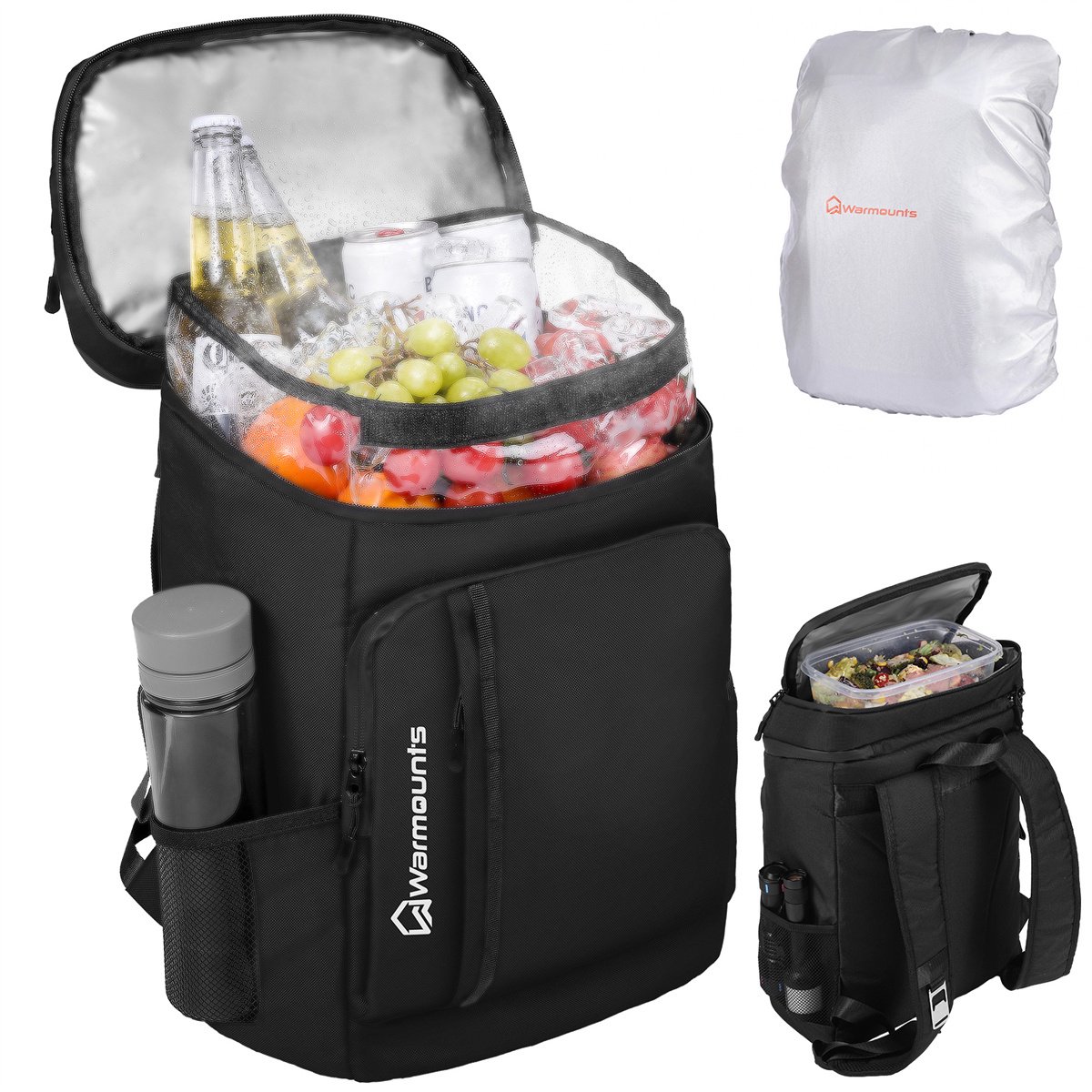 WARMOUNTS 27L Koeltas Rugzak Camping – Geïsoleerde Thermotas met Isolerende Afdekking, Waterdichte Koelrugzak voor Picknick, Strand, Wandelen, Reizen en Outdoor