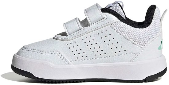 Witte Adidas sneaker met perforaties op de zijkant en klittenband.