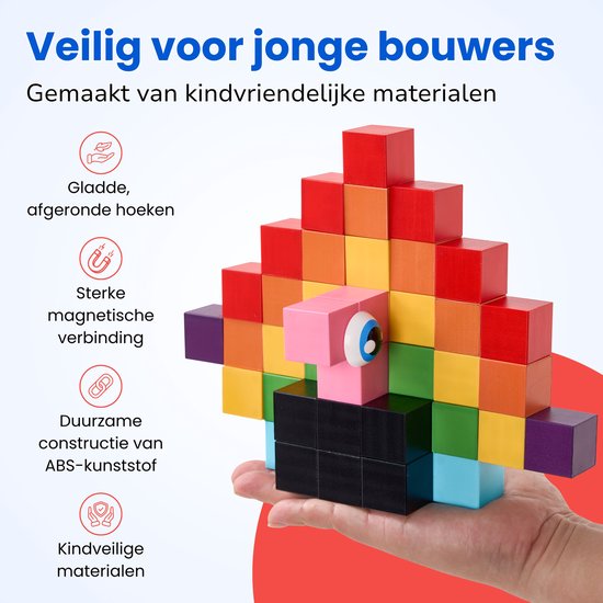 Ghareebo Magnetische Blokken - 116 stuks - Montessori Speelgoed 3 Jaar — afbeelding 3