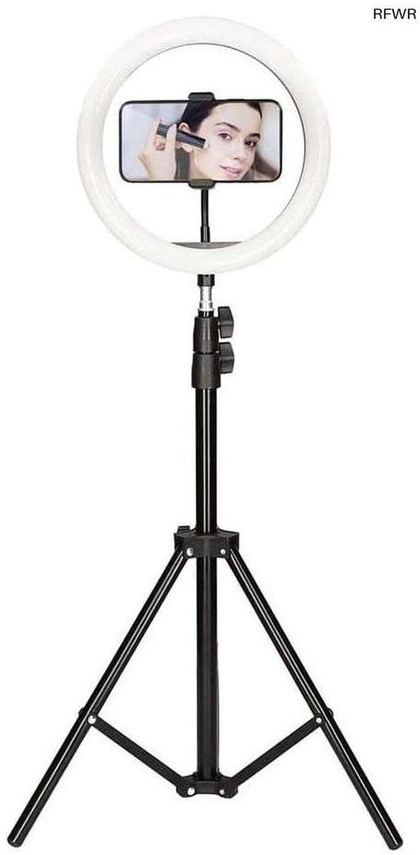 Ring Light met Statief - Selfie Ring - Video Opnames Maken - 360 Graden Draaibaar - 25.5 cm Diameter - Zwart