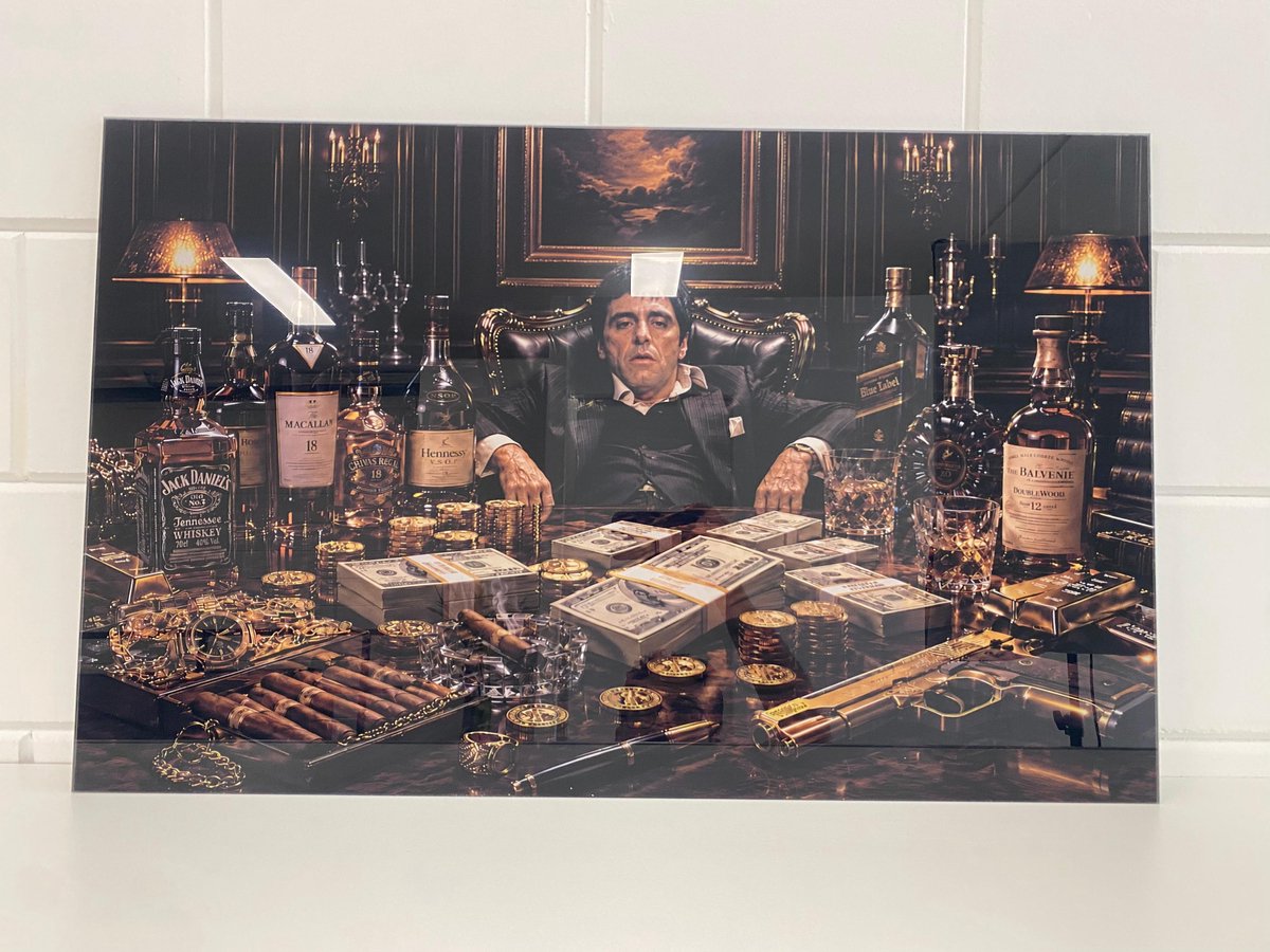 Maffia Baas schilderij op plexiglas 80x50cm