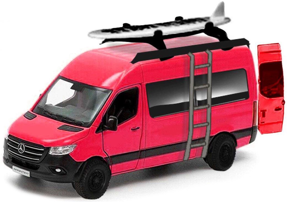 Maisto Mercedes-Benz Sprinter - Modelauto - Schaal 4,5" - Rood/Zwart
