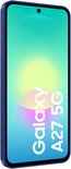 Blauwe Samsung Galaxy A27 5G smartphone, voorkant met 'Galaxy A27 5G' tekst.
