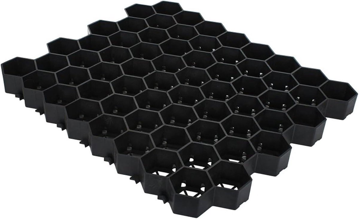Grindroosters voor Opritten - Grindmat Stabilisator - Landschapsarchitectuur Stabiliseren - Duurzame HDPE Constructie - 500x500x50 mm - Zwart